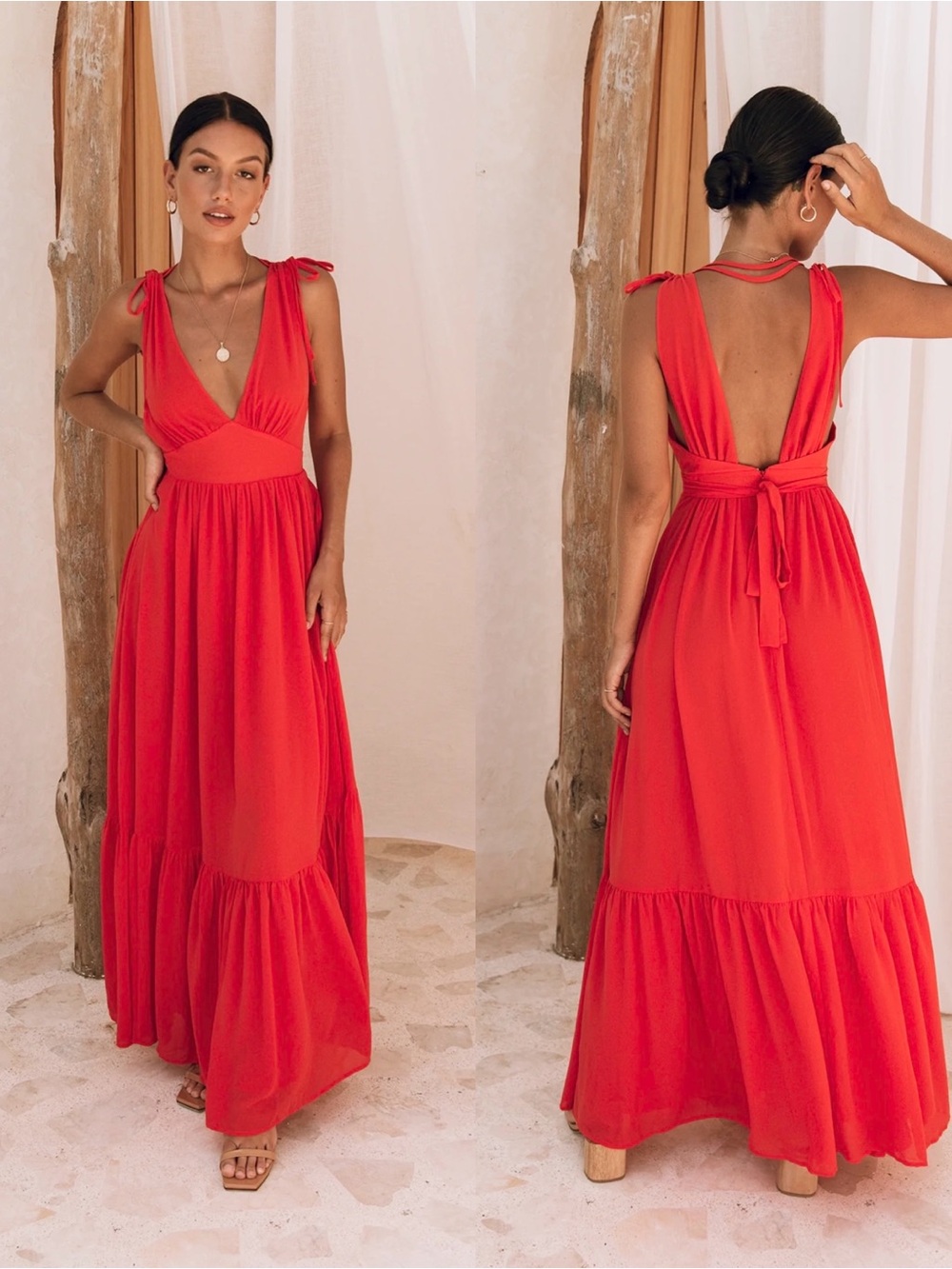 HELLO MOLLY Stand Out Heart Maxi Dress Bright Red